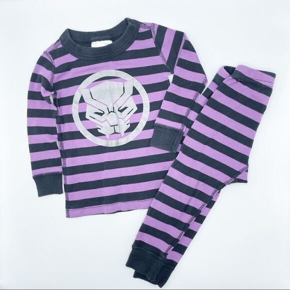 Hanna Andersson Marvel Black Panther striped long john pajamas - Picture 1 of 8